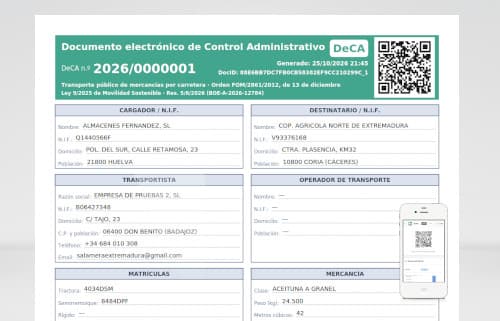 GestiDeCA, programa para emitir el DECA electrónico del transporte desde el móvil